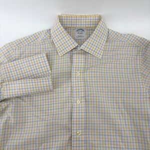 Brooks Brothers Mens Dress Shirt Long Sleeve‎ CUFF LINKS Plaid Button 15 1/2-33